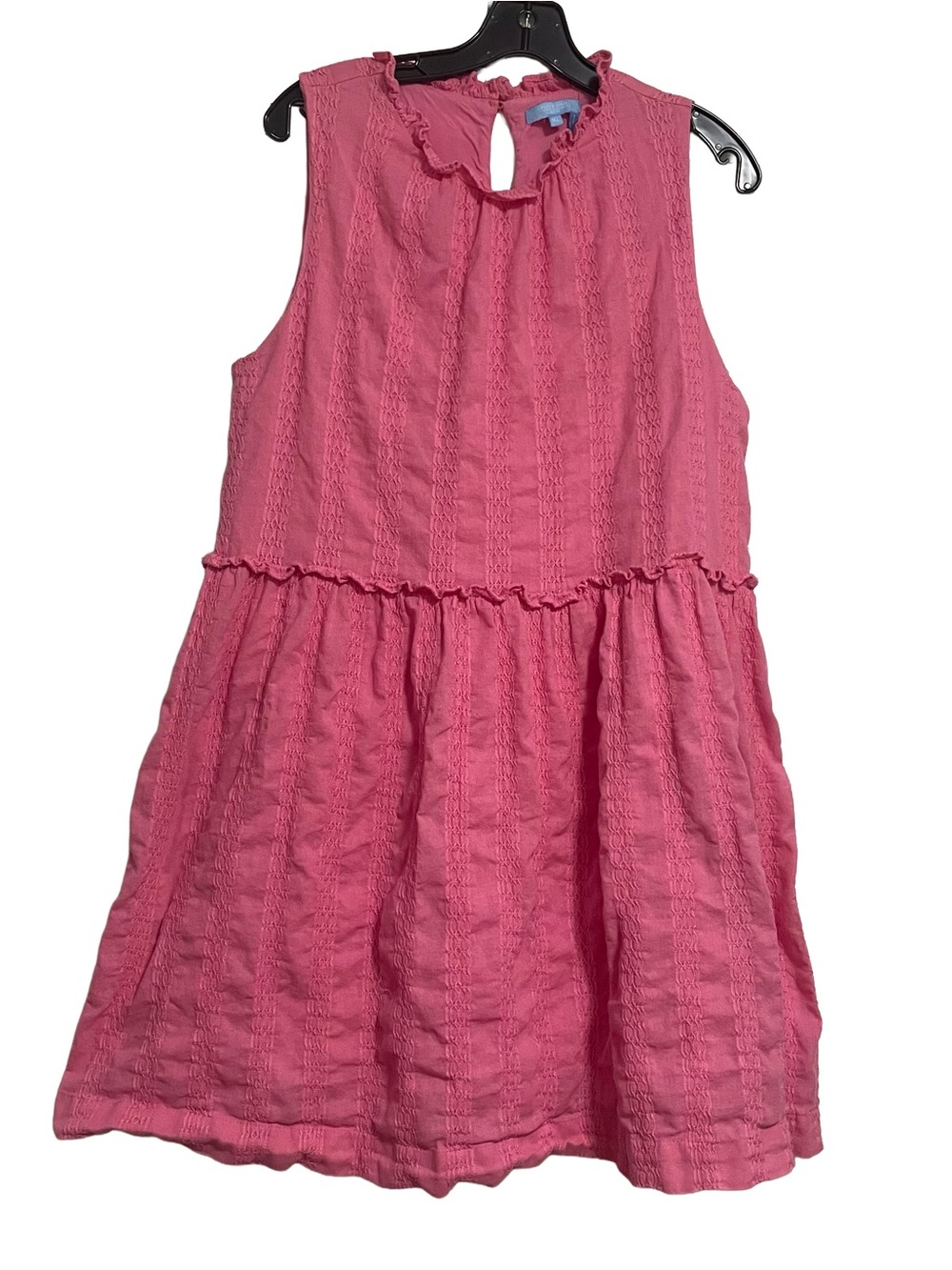 Draper James Pink Cotton Ruffle-Trim Sleeveless Tiered Dress